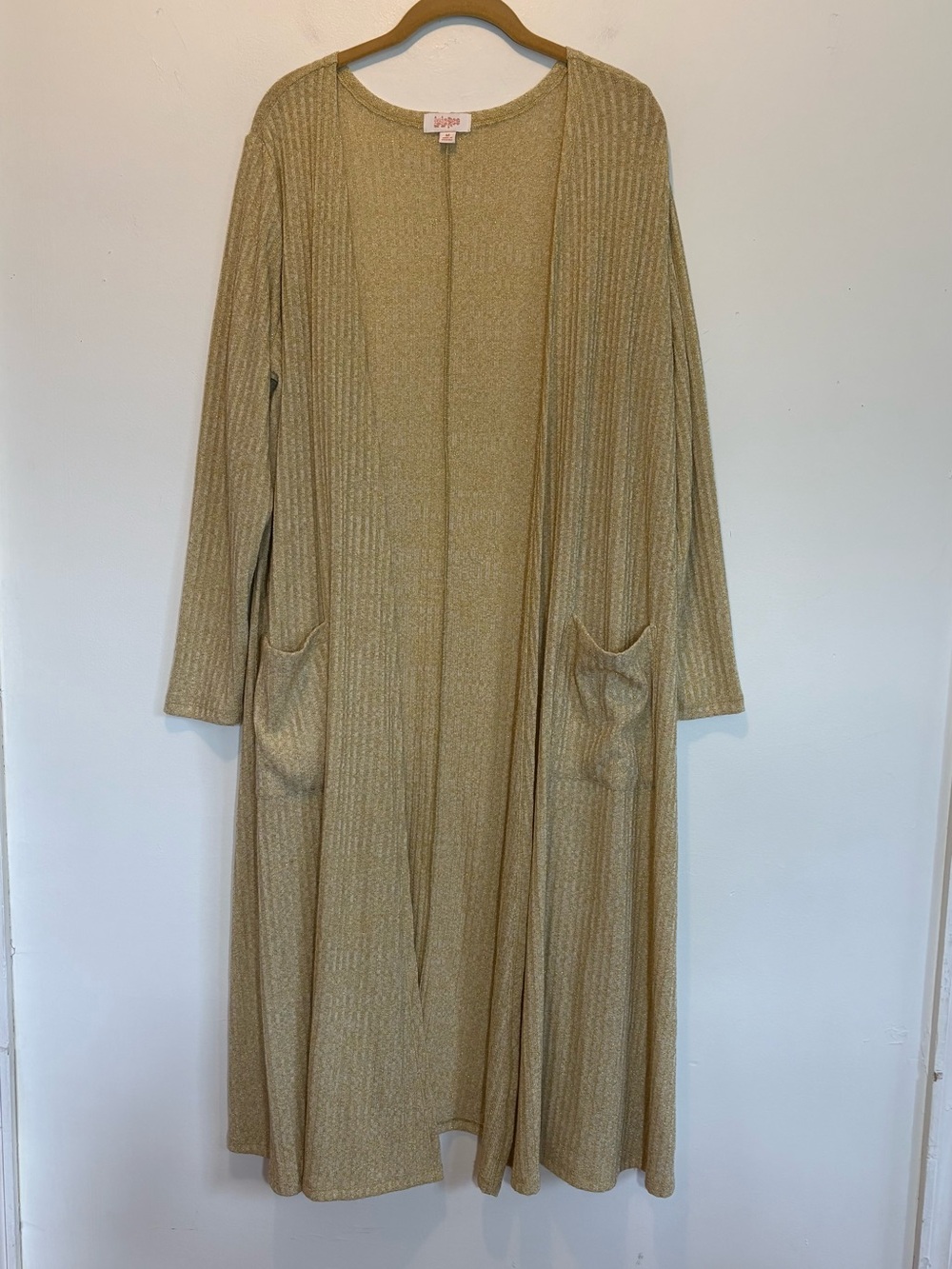 New LuLaRoe Sarah Metallic Gold Duster Cardigan Medium Relaxed Fall